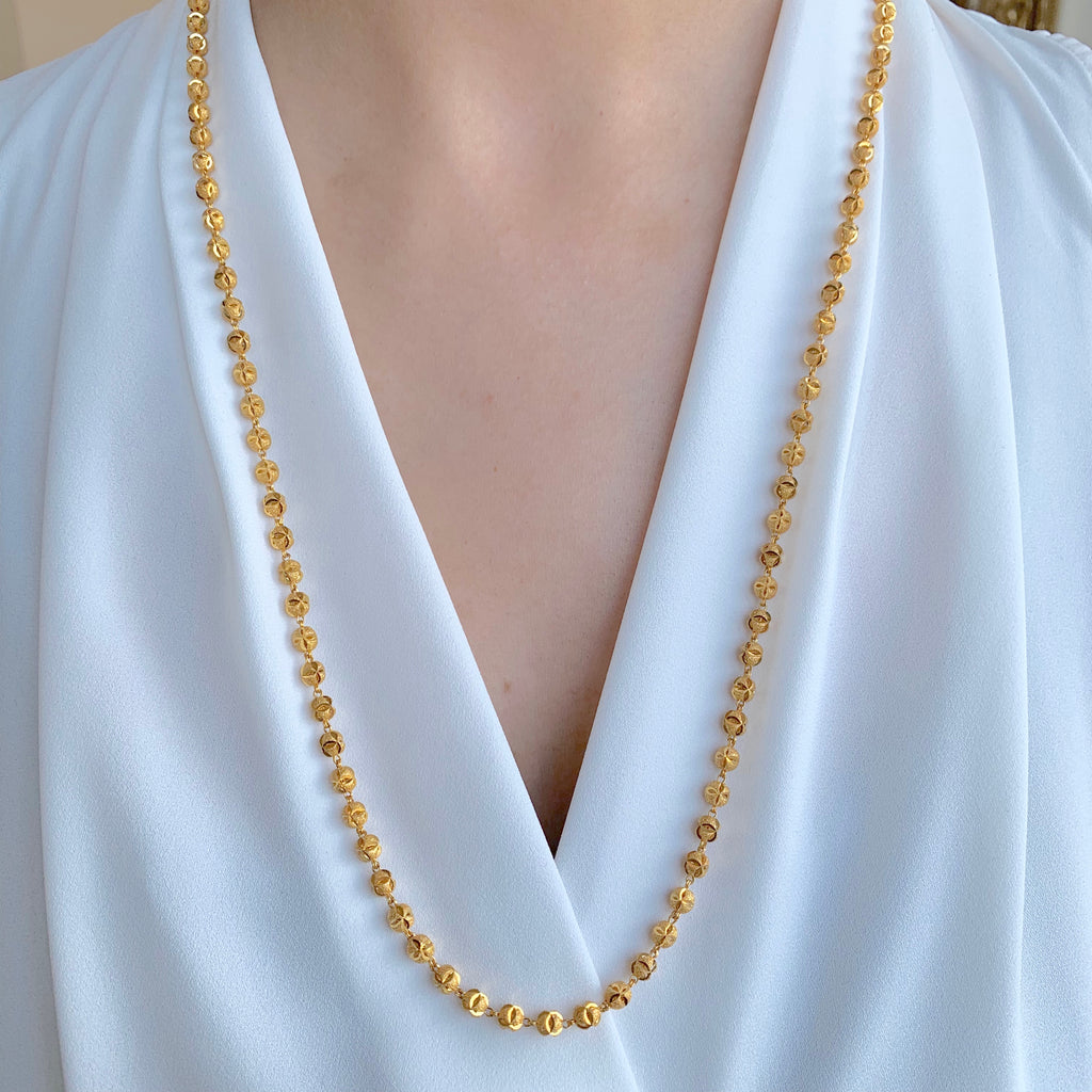 Traditional Gold Bead + Pearl Long Chain – Andaaz Jewelers