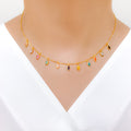 Modest Multi-Color Marquise 22k Gold Necklace Set w/ Bracelet