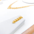 Exquisite Floral Leaf Sand 22k Gold Finish Necklace Set