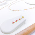Dressy Maroon CZ 22k Gold Necklace Set w/ Bracelet
