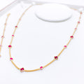 Exclusive Pink CZ 22k Gold Necklace Set w/ Bracelet