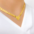 Shining Heart Cluster 22k Gold Necklace Set