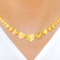 Graduated Glistening Hearts 22k Gold Necklace Set
