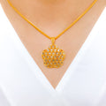 Elevated Floral Hearts 22k Gold Pendant Set