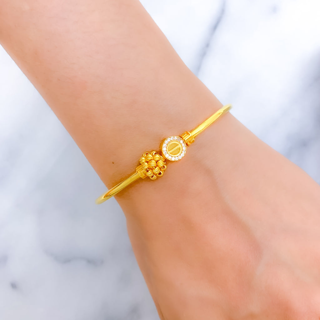 Upscale Beaded Flower Bangle Bracelet Andaaz Jewelers