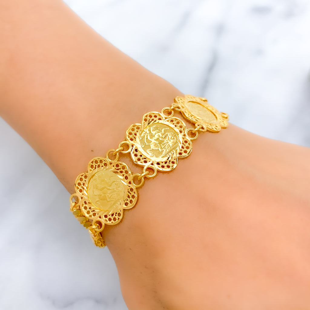 Exquisite Mesh Flower 21k Gold Bracelet – Andaaz Jewelers