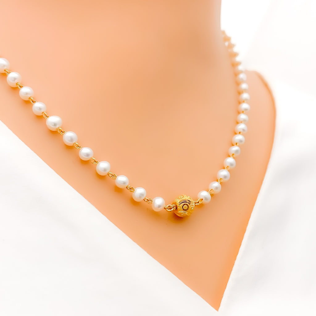 Traditional Gold Bead + Pearl Long Chain – Andaaz Jewelers