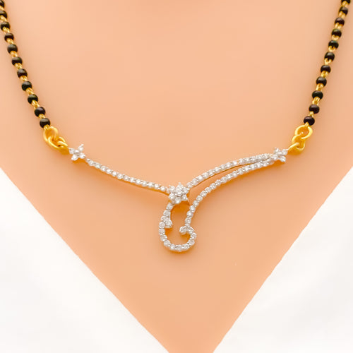 Dainty Curved Diamond +18k Gold Mangal Sutra