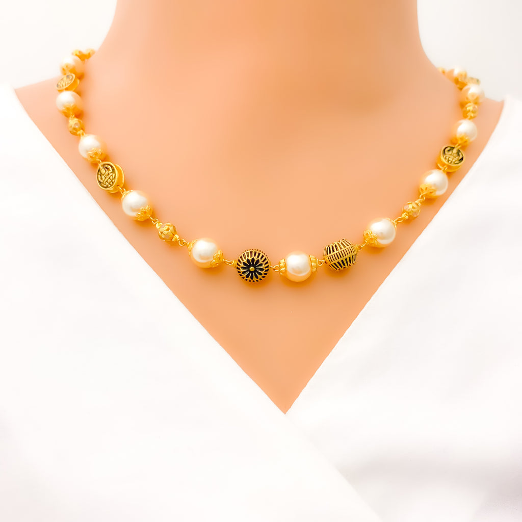 Lakshmi Pearl 22k Gold Necklace Andaaz Jewelers 9906