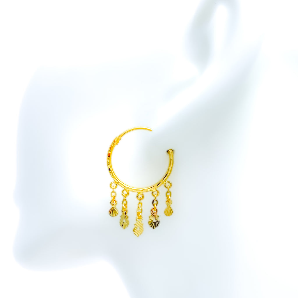 Tassel Chain Hoop Asymmetrical Earrings_5512