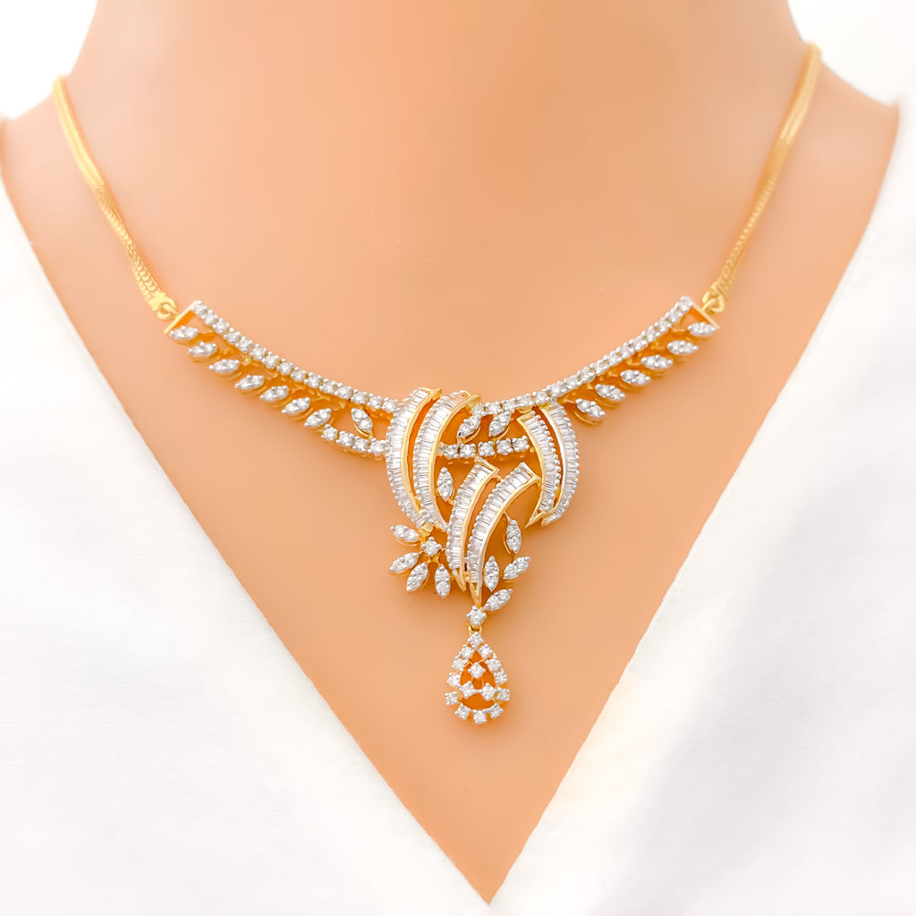 Sparkling Pear Drop Diamond + 18k Gold Necklace Set Andaaz Jewelers