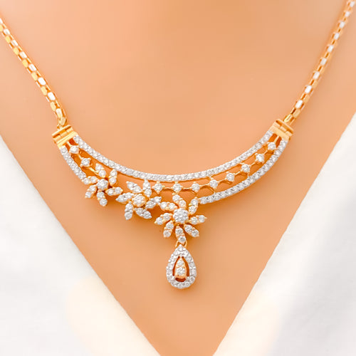 gold-floral-rose-gold-diamond-necklace-set