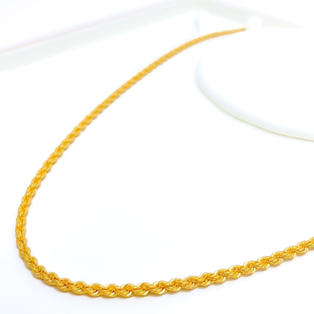 Slender Hollow 22k Gold Rope Chain - 22
