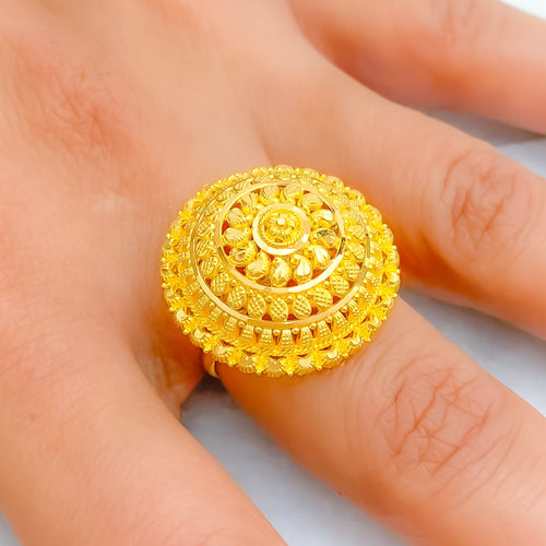 Polished Fashionable 22k Gold Statement Ring