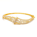 Distinct Stunning Striped 22k Gold CZ Bangle Bracelet