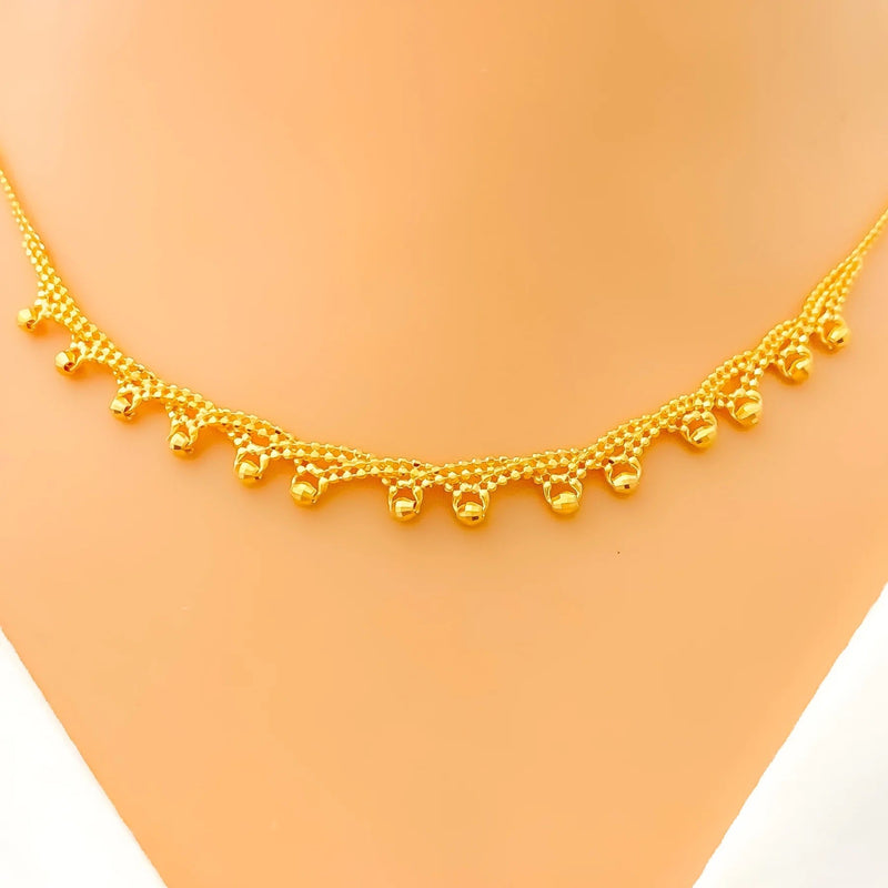 Fancy Elegant Beaded Wave 22K Gold Necklace Set 