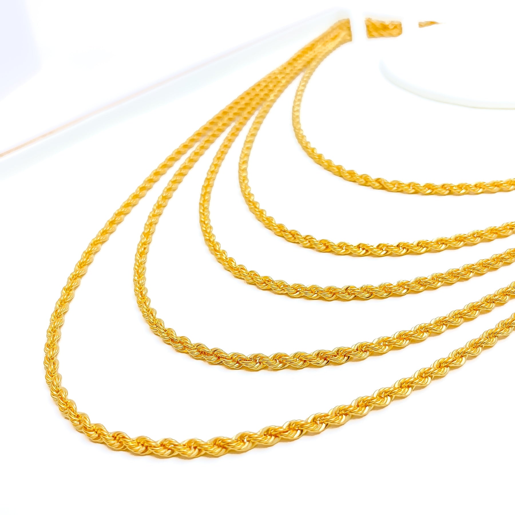 Radiant Textured 22K Gold Beaded Chain - 25