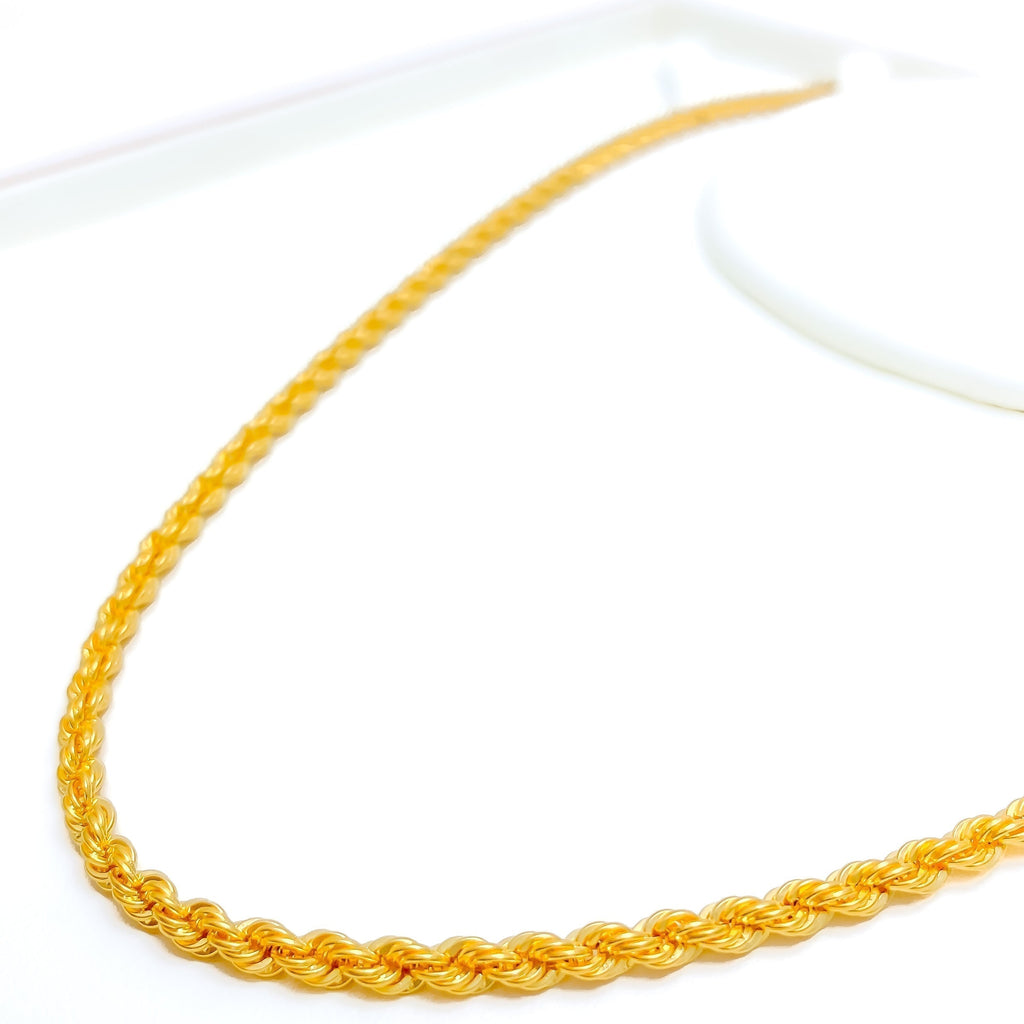 Classic Hollow 22k Gold Rope Chain - 22