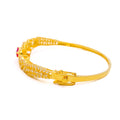 Elegant Floral 22k Gold CZ Bangle Bracelet 