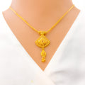 Traditional Fan-Shaped 22k Gold Necklace Set 