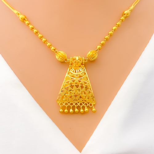 Trendy Tassel 22k Gold Necklace Set 
