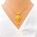 Opulent V-Shaped 22k Gold Necklace Set 