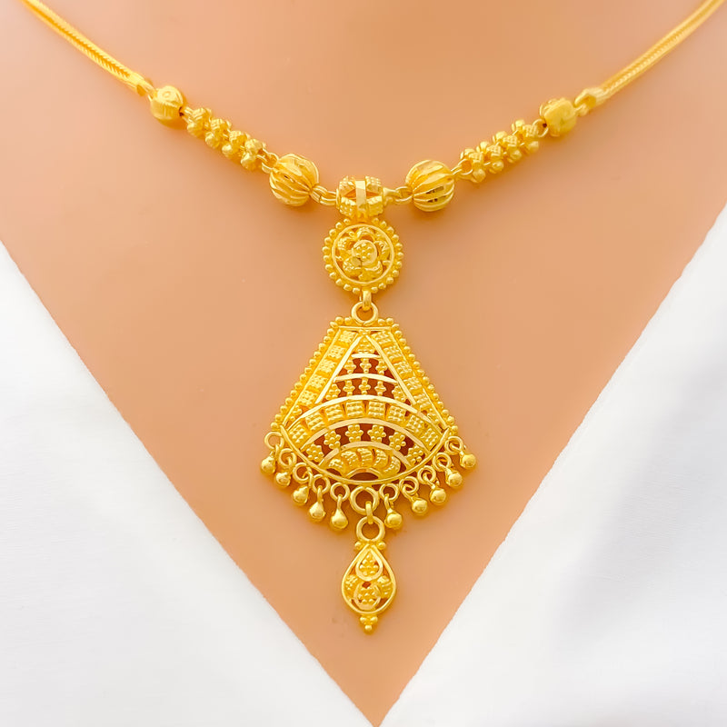 Elegant Tassel 22k Gold Necklace Set 