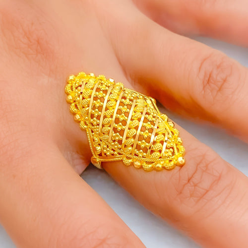 Brilliant Elongated 22k Gold Statement Ring