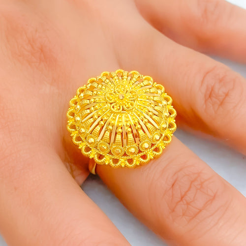 Radiant Blooming 22k Gold Statement Ring