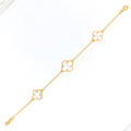 Opulent Mother Pearl 21k Gold Clover Bracelet