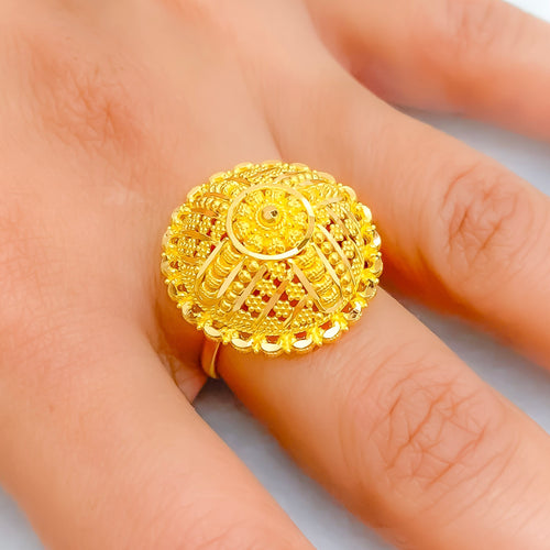 Dapper Shimmering 22k Gold Statement Ring
