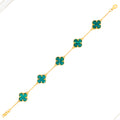Graceful Malachite Flower 21k Gold Bracelet