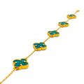 Graceful Malachite Flower 21k Gold Bracelet