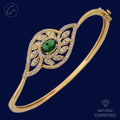 Majestic Leaf Adorned Diamond + 18k Gold Bangle Bracelet