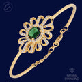 Lustrous Floral Diamond + 18k Gold Bangle Bracelet