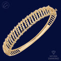 Shiny Alternating Striped Diamond + 18k Gold Bangle Bracelet