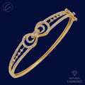 Glistening Bow Shaped Diamond + 18k Gold Bangle Bracelet