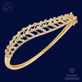 Luxurious Alluring Leaf Diamond + 18k Gold Bangle Bracelet