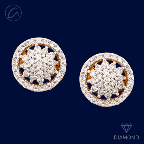 Bright Floral Halo 18K Gold + Diamond Earrings