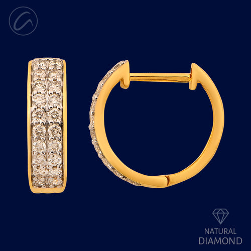 Luscious Dual Lined 18K Gold + Diamond Bali Earrings 