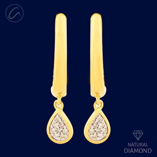 Delicate Drop 18K Gold + Diamond Bali Earrings