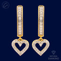 Dangling Dainty Heart 18K Gold + Diamond Bali Earrings 