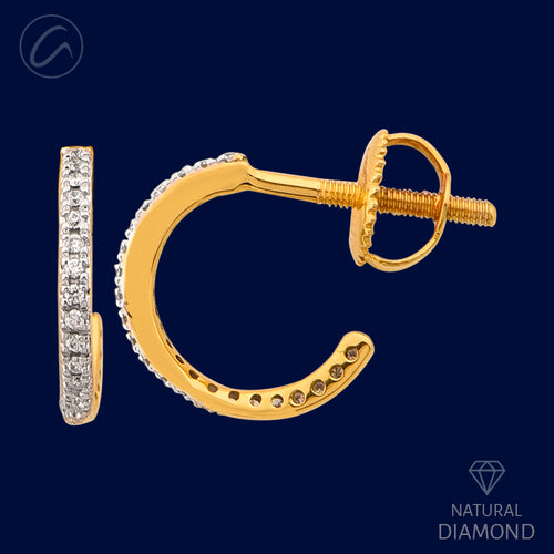 Dainty Bright 18K Gold + Diamond Half Bali Earrings