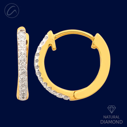 Radiant Curved 18K Gold + Diamond Bali Earrings