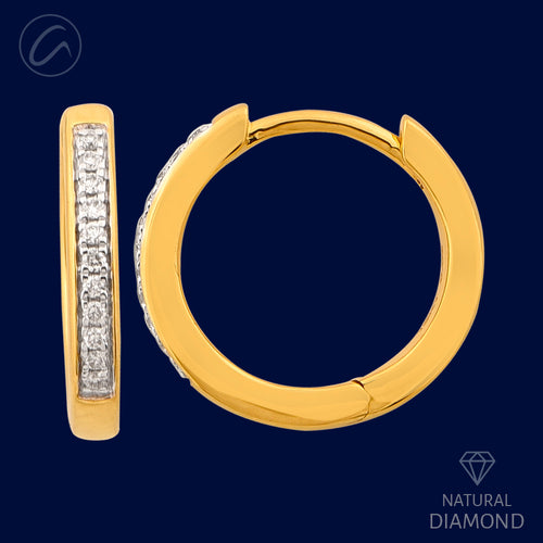 Dazzling Channel Setting 18K Gold + Diamond Bali Earrings 