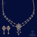 Captivating Shiny Floral Vine Diamond + 18k Gold Necklace Set