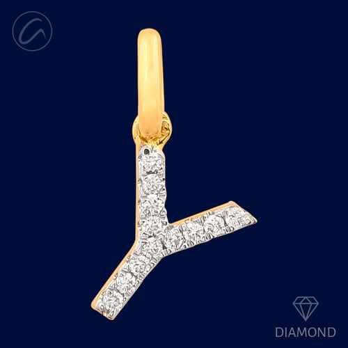 Y Diamond Letter + 18k Gold Pendant