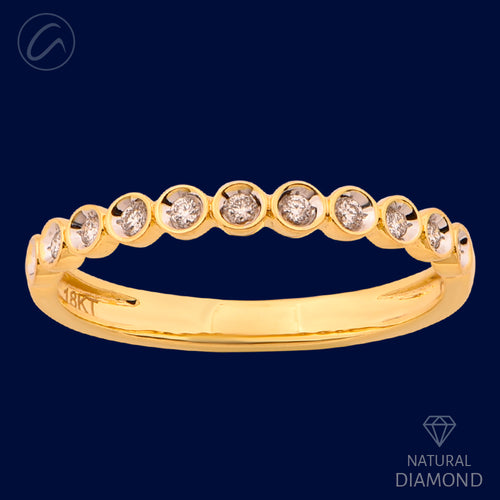 Classy Bezel Set Diamond + 18k Gold Band Ring