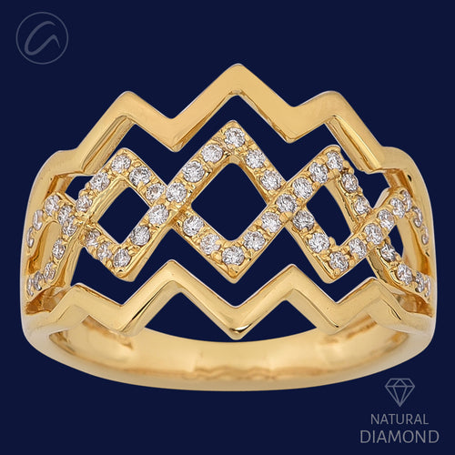 Chic Lightning Diamond + 18k Gold Ring