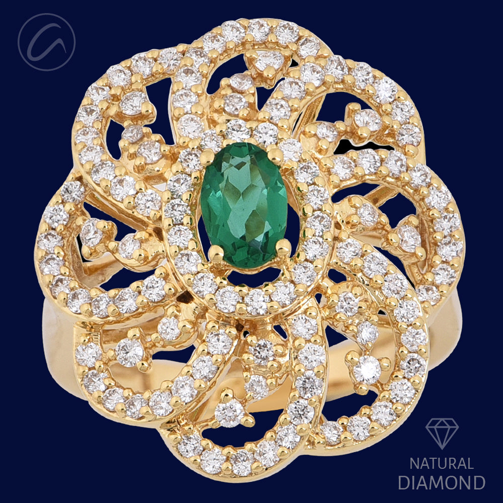 Decorative Festive Floral 18K Gold + Diamond Statement Ring – Andaaz ...